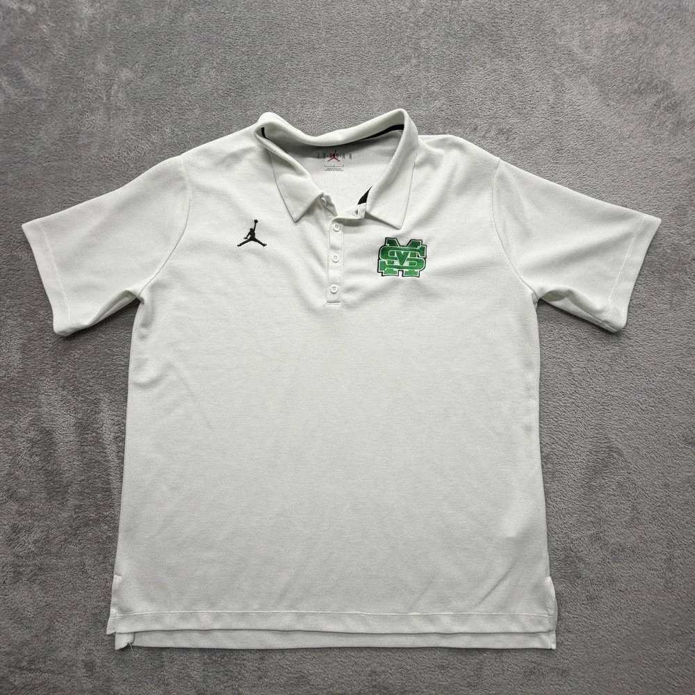 Jordan Polo Shirt Mens‎ L White 92% Polyester 8% Cotton Tagless Mesh Jumpman